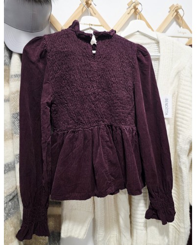 Blusa Micropana / Fruncida Borgoña