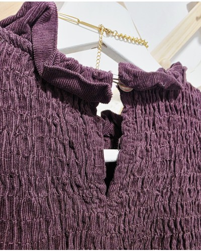 Blusa Micropana / Fruncida Borgoña