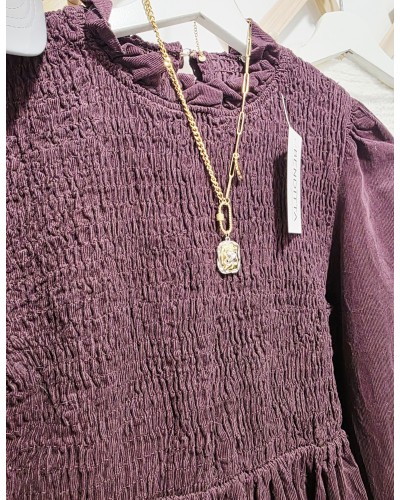 Blusa Micropana / Fruncida Borgoña