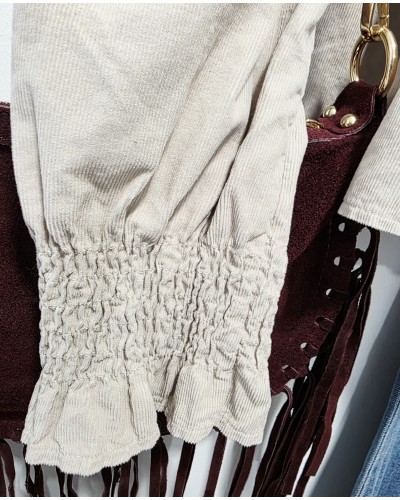 Blusa Micropana / Fruncida Beige