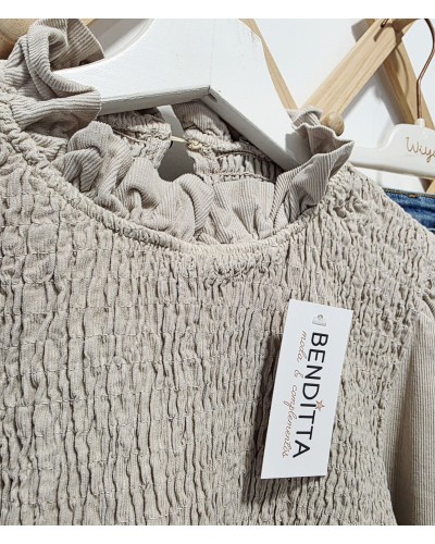 Blusa Micropana / Fruncida Beige