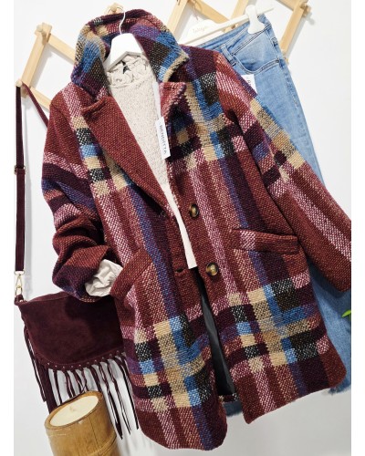 Chaquetón Largo Lana / Burdeos