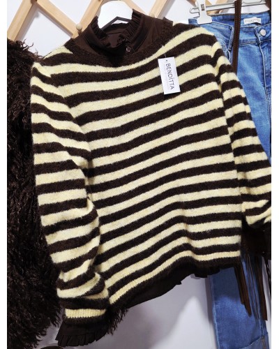 Jersey Rayas Marrón / Amarillo Pastel