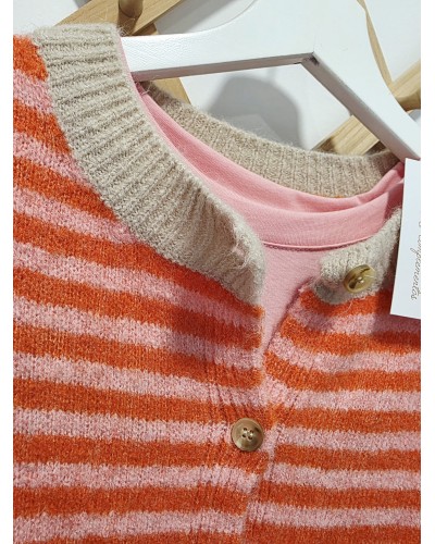 Cardigan Lana / Franjas Naranja