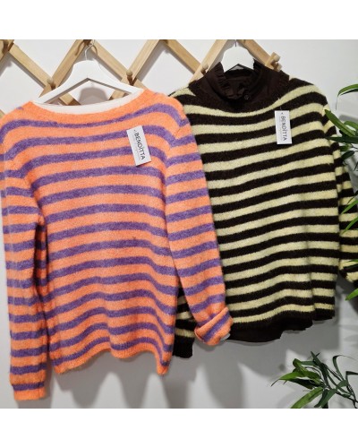 Jersey Rayas Marrón / Amarillo Pastel