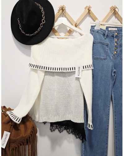 Jersey Bardot Pespuntes