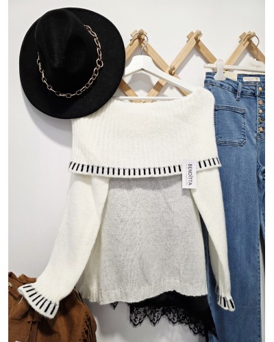 Jersey Bardot Pespuntes