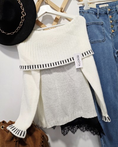 Jersey Bardot Pespuntes