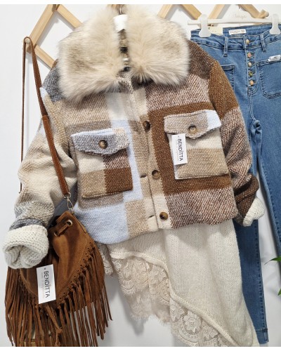 Chaquetón Corto Pelo / Lana Camel