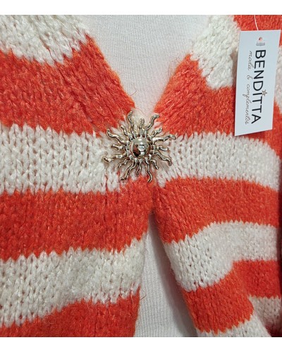 Cardigan Punto / Rayas Naranja