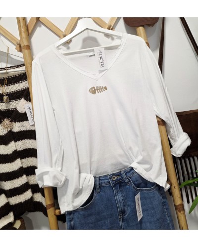 Camiseta Algodón / Raspa Blanco