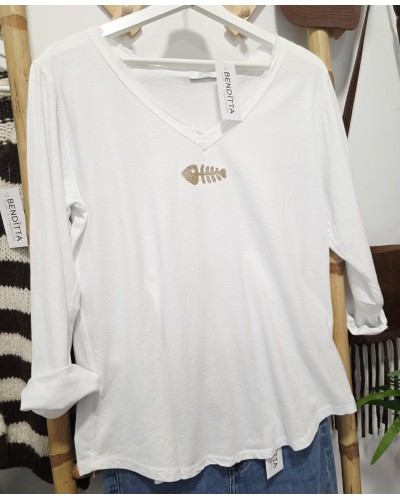 Camiseta Algodón / Raspa Blanco