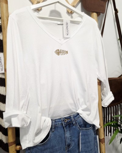 Camiseta Algodón / Raspa Blanco