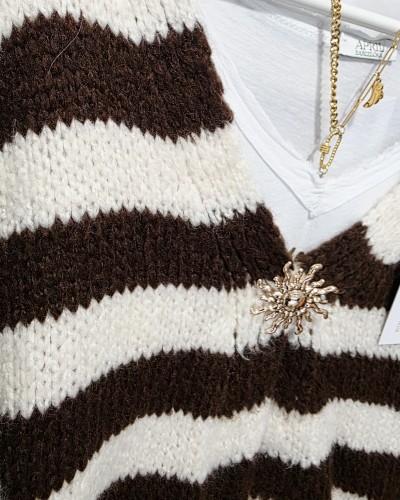 Cardigan Punto / Rayas Chocolate