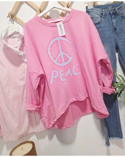 Sudadera Oversize / Peace Rosa