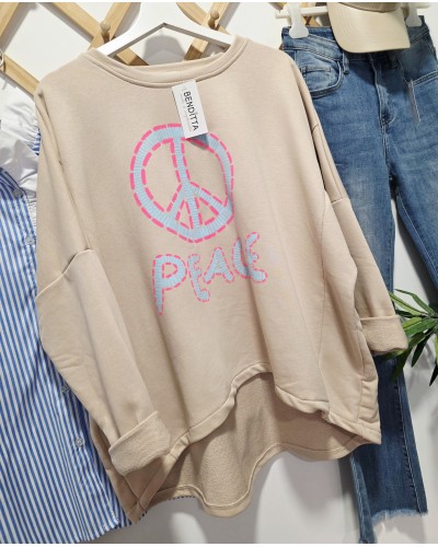 Sudadera Oversize / Peace Tostado