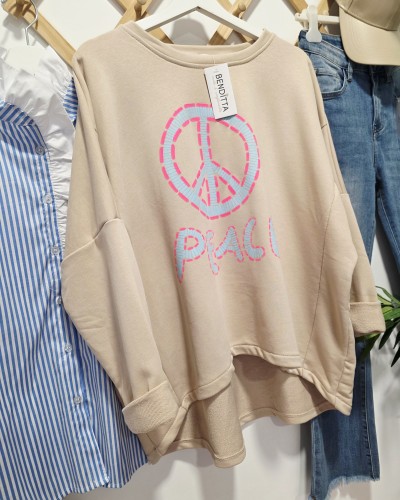 Sudadera Oversize / Peace Tostado