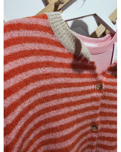 Cardigan Lana / Franjas Naranja