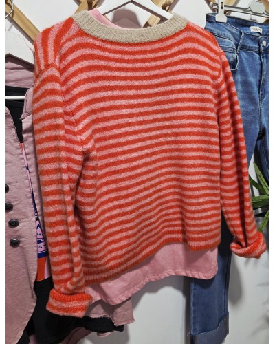 Cardigan Lana / Franjas Naranja