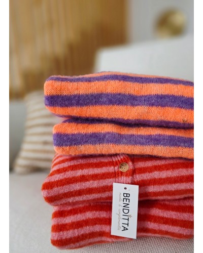 Cardigan Lana / Franjas Naranja
