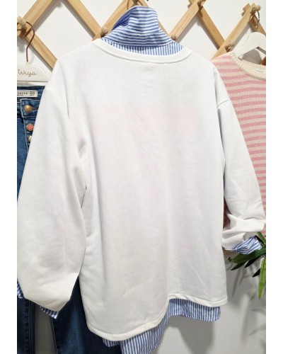 Sudadera Oversize Calavera / Blanco