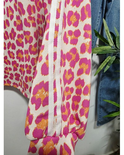 Sudadera Leo / Franjas Fucsia