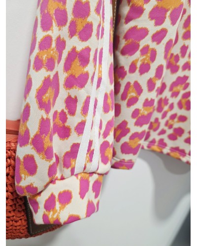 Sudadera Leo / Franjas Fucsia