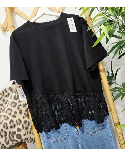 Camiseta Puntilla / Negro