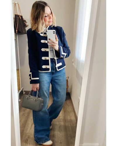 Chaqueta Militar Alamares / Azul Marino