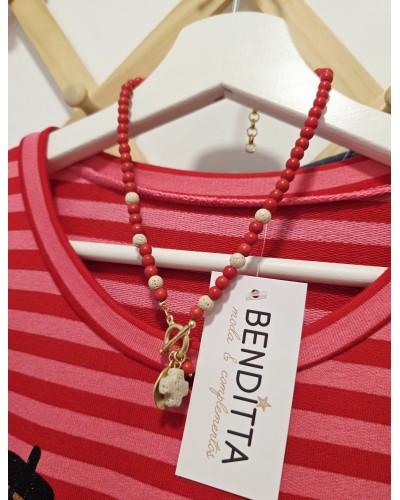 Collar Cuentas / Cruz Rojo