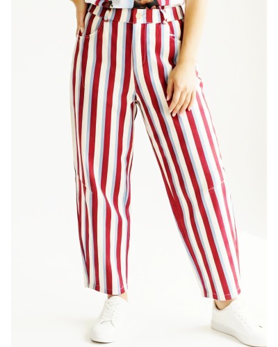 Jeans Rayas Azul / Granate