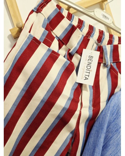 Jeans Rayas Azul / Granate