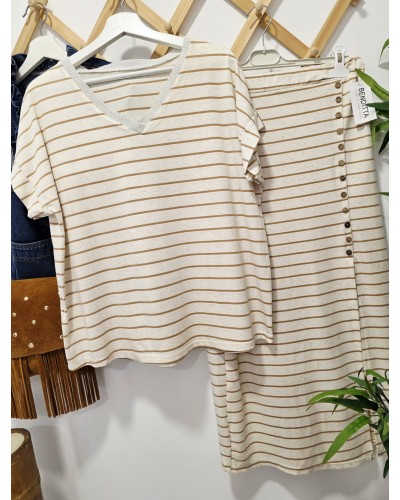 Conjunto Rayas Camel