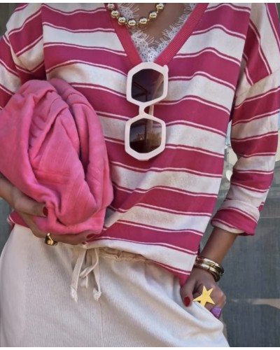 Jersey Fino / Puntilla Fucsia