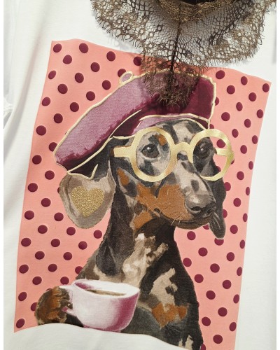 Camiseta Teckel / Lunares Rosa