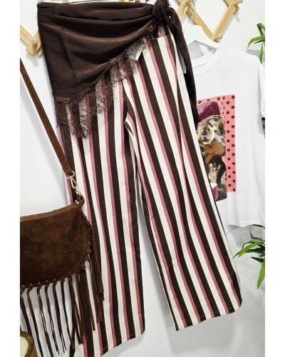 Jeans Rayas Rosa / Marrón