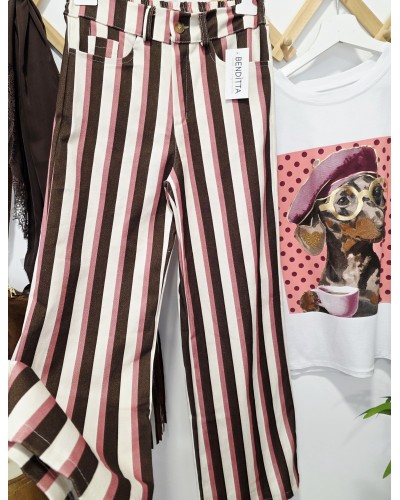 Jeans Rayas Rosa / Marrón