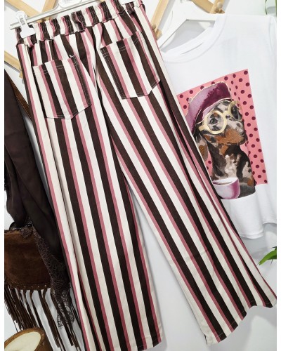 Jeans Rayas Rosa / Marrón