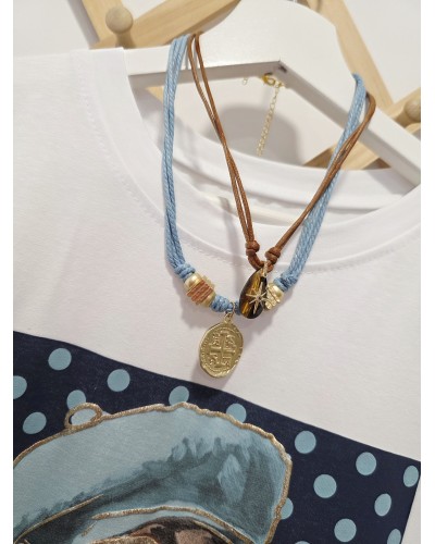 Camiseta Teckel / Lunares Azul