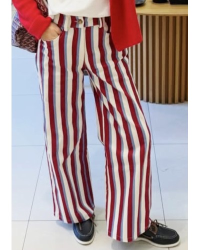 Jeans Rayas Azul / Granate