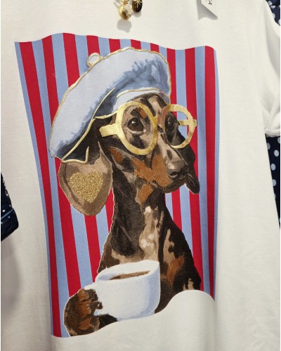 Camiseta Teckel / Rayas Azul