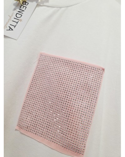 Camiseta Bolsillo Brillo / Puntilla Rosa