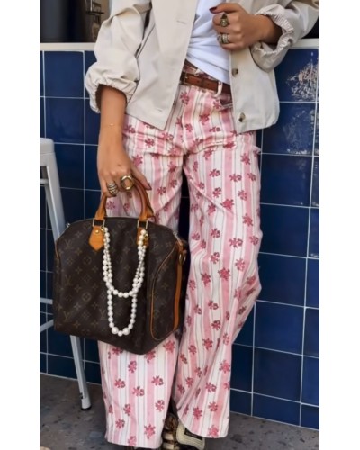Jeans Rayas / Floral Rosa
