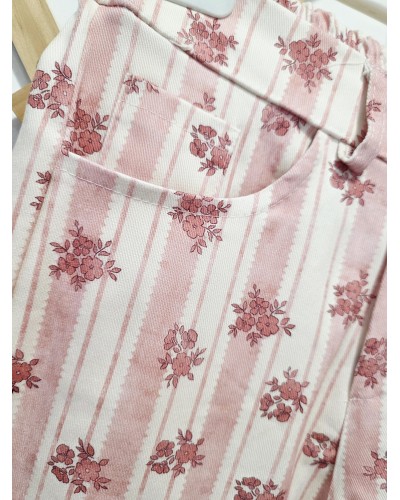 Jeans Rayas / Floral Rosa