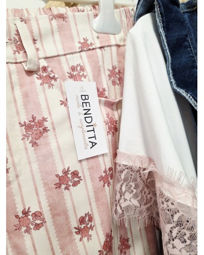 Jeans Rayas / Floral Rosa