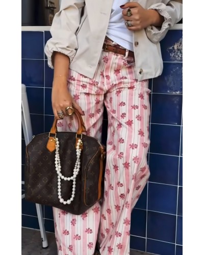 Jeans Rayas / Floral Rosa