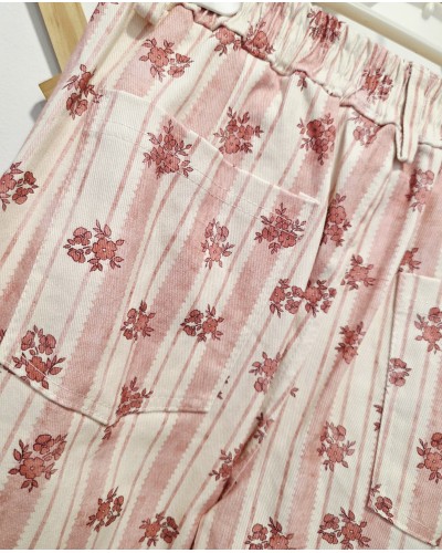 Jeans Rayas / Floral Rosa