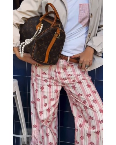 Jeans Rayas / Floral Rosa