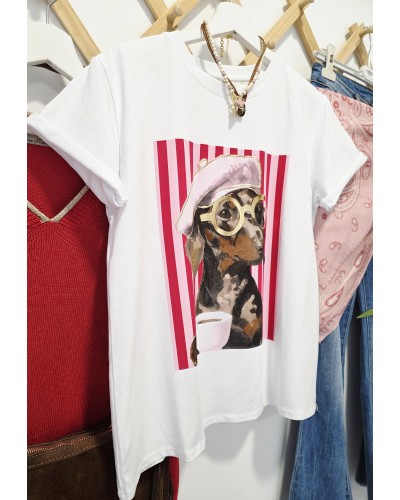Camiseta Teckel / Rayas Rojo