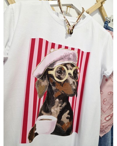 Camiseta Teckel / Rayas Rojo